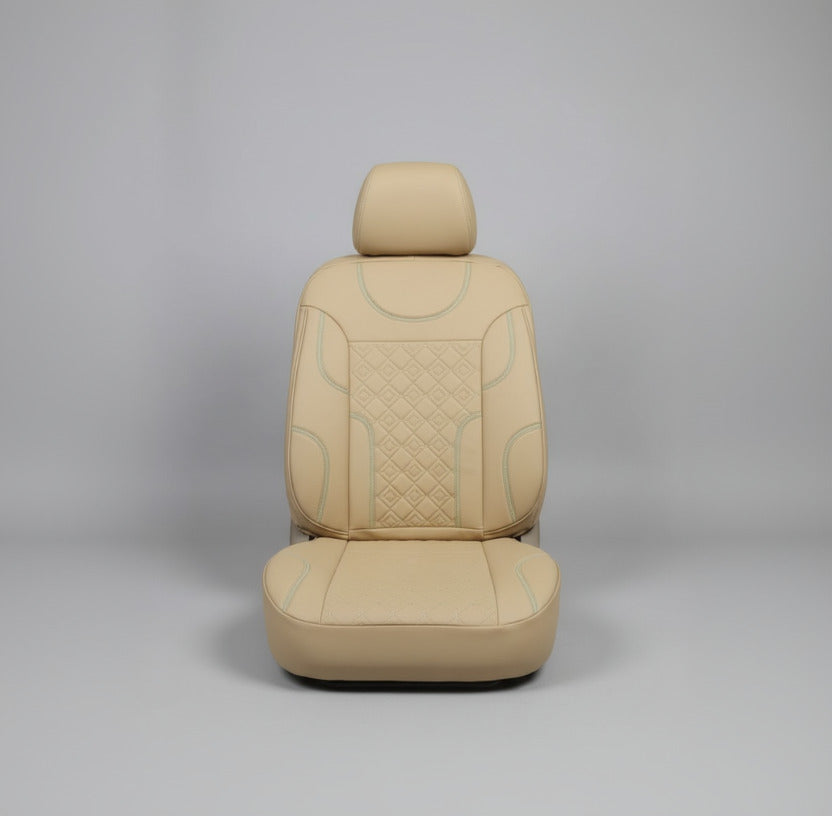 Beige Quilted Leather Car Seat Cover