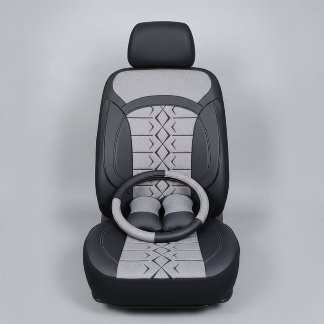 Sport Car Seat Cover Set – Grey & Black