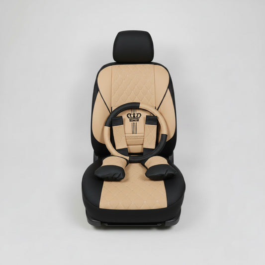 Beige & Black Crown Edition Car Interior Set