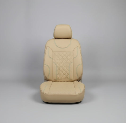 Beige Quilted Leather Car Seat Cover